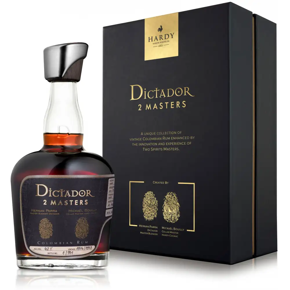 Image of the front of the bottle of the rum Dictador 2 Masters 1974/1977
