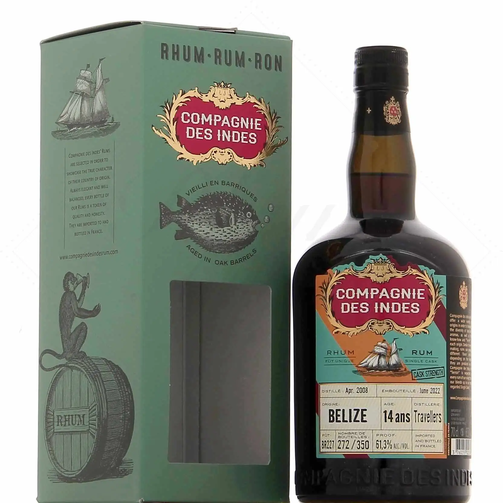 Image of the front of the bottle of the rum Belize