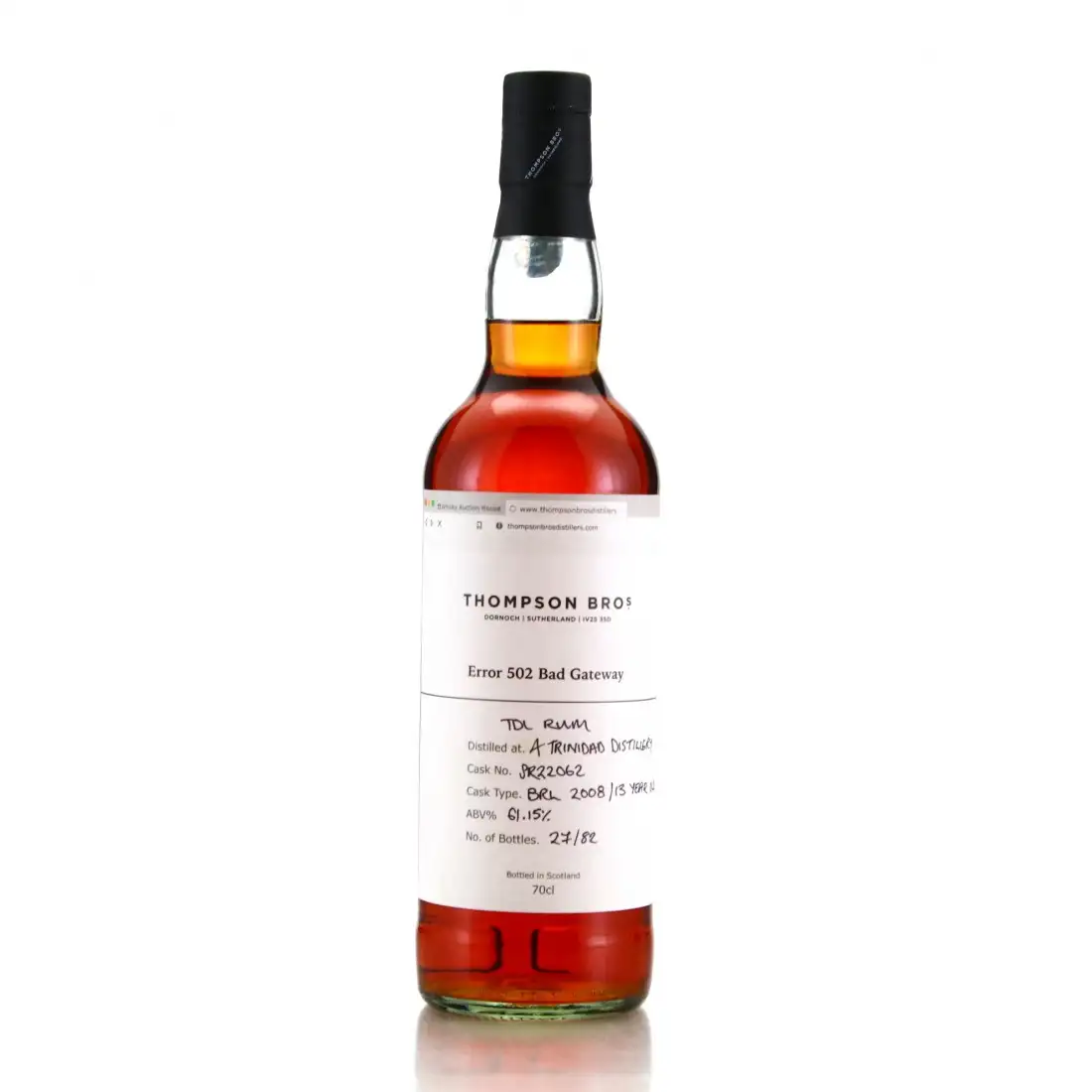 Image of the front of the bottle of the rumError 502 Bad Gateway
