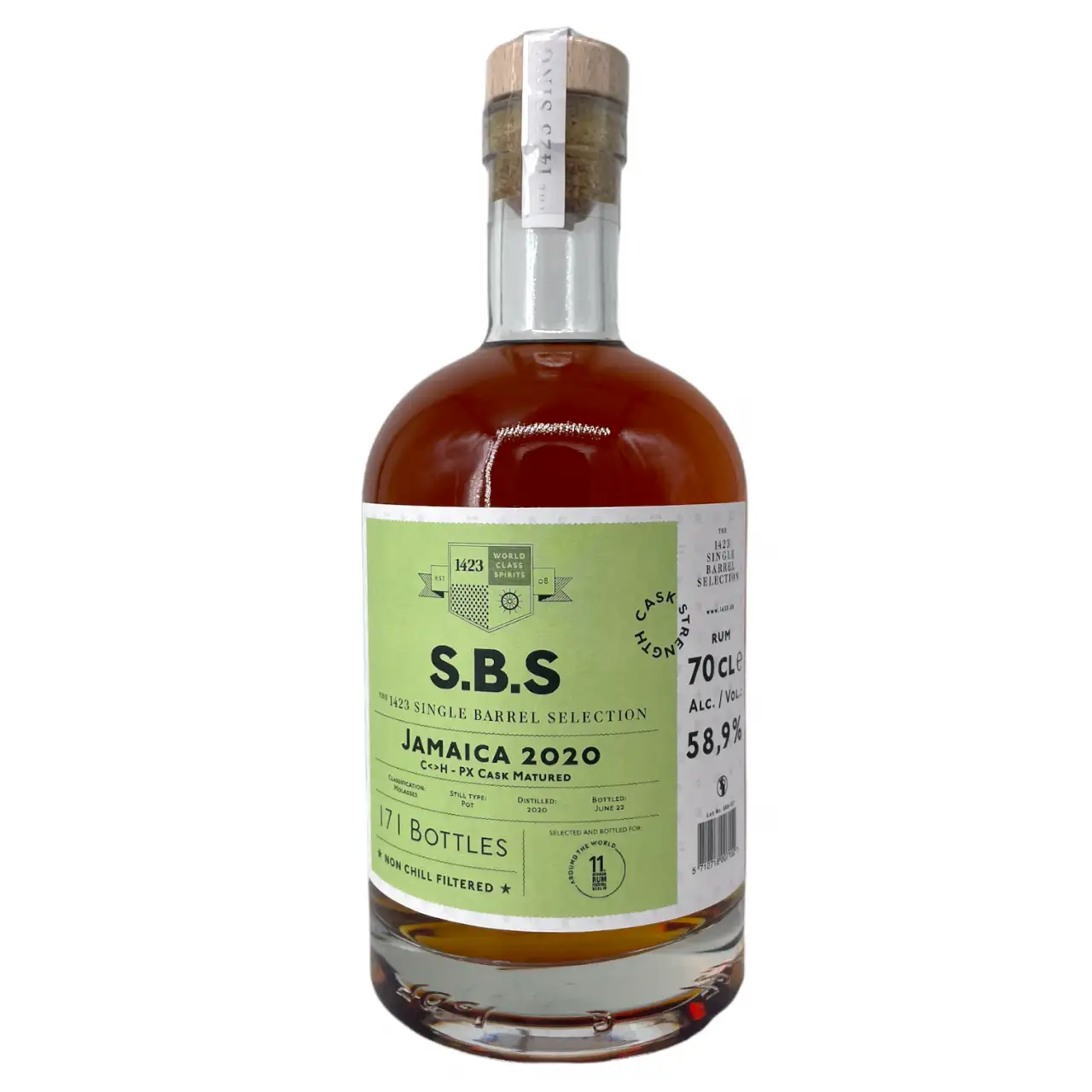 Image of the front of the bottle of the rumS.B.S Jamaica (11. German Rum Festival) C<>H