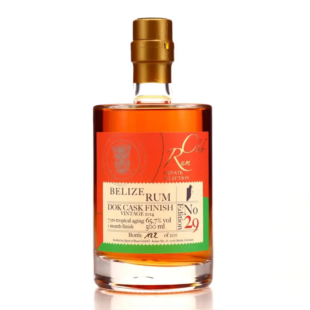 Image of the front of the bottle of the rum Rumclub Private Selection Ed. 29 Belize Rum (DOK Cask Finish)