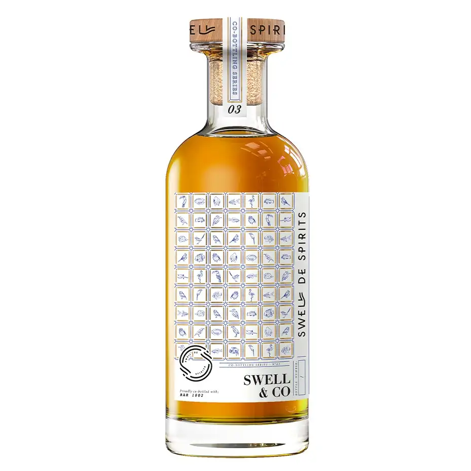 Image of the front of the bottle of the rum Swell & Co. Co-bottling series #3 Bar 1802