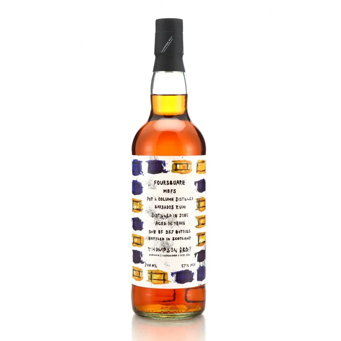Image of the front of the bottle of the rum MBFS