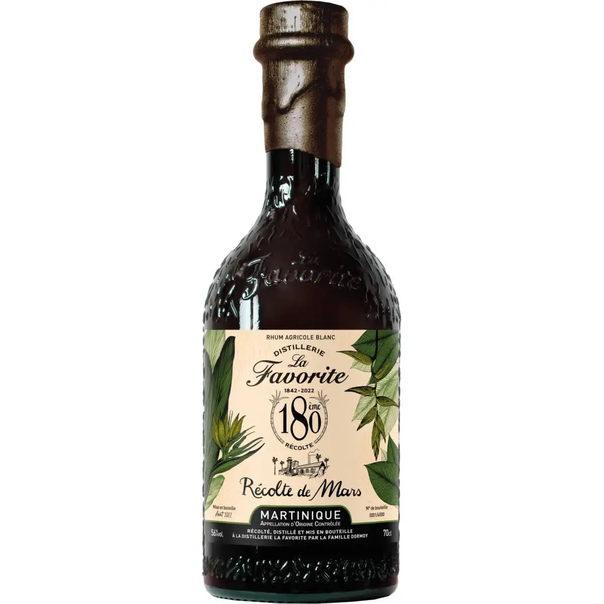 Image of the front of the bottle of the rum Récolte de Mars 180ème