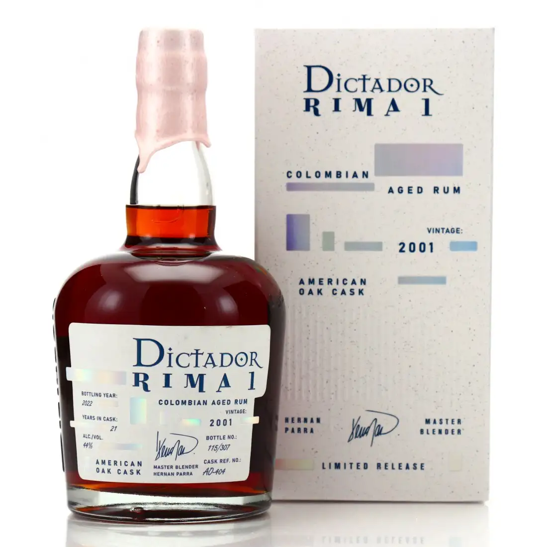 Image of the front of the bottle of the rum Dictador Rima 1