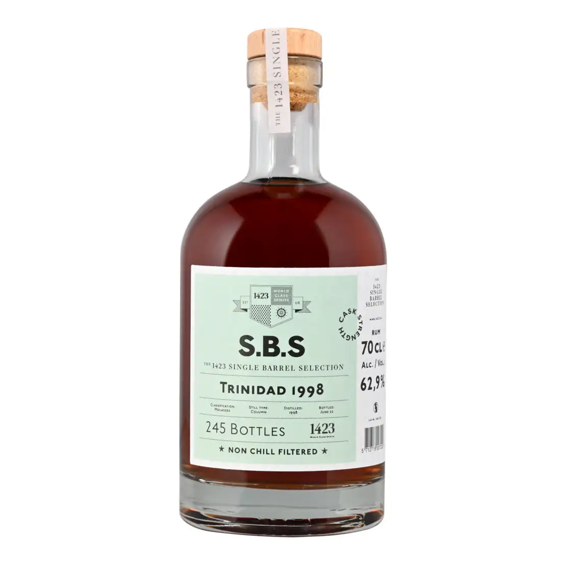 Image of the front of the bottle of the rum S.B.S Trinidad