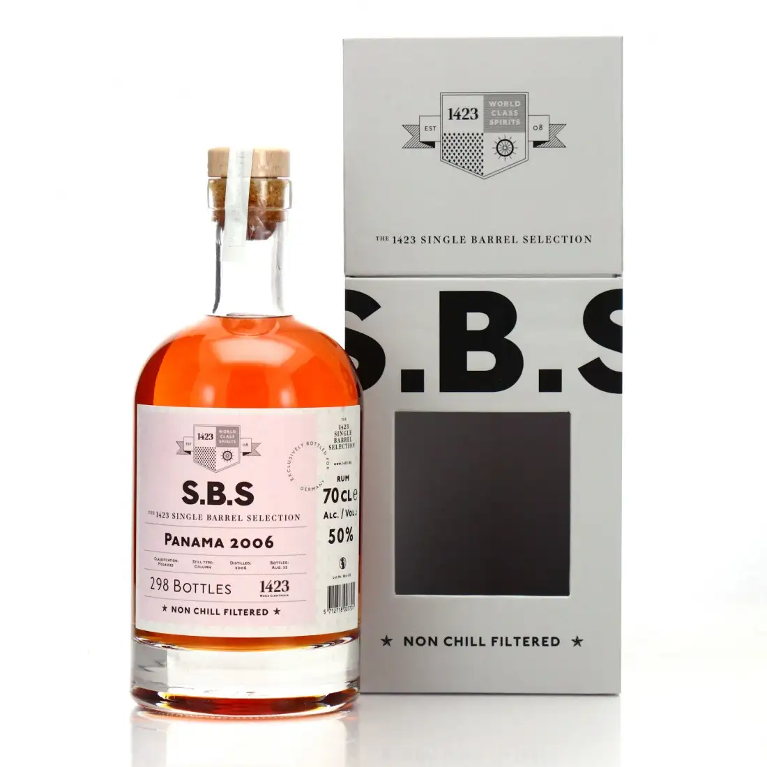 Image of the front of the bottle of the rum S.B.S Panama