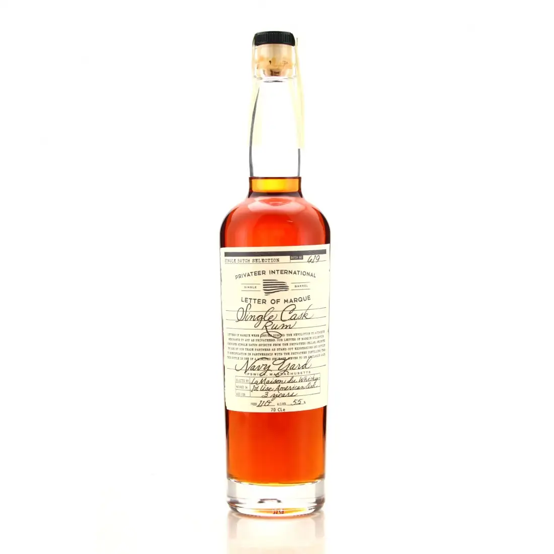 Image of the front of the bottle of the rum Single Cask Rum Navy Yard
