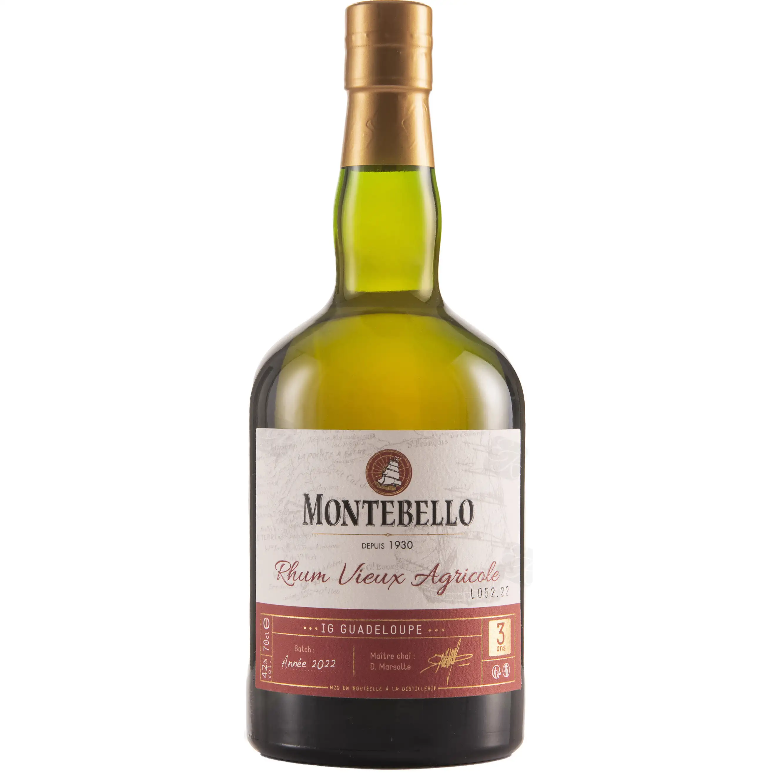 Image of the front of the bottle of the rumMontebello Rhum Vieux Agricole (Batch Année 2022)