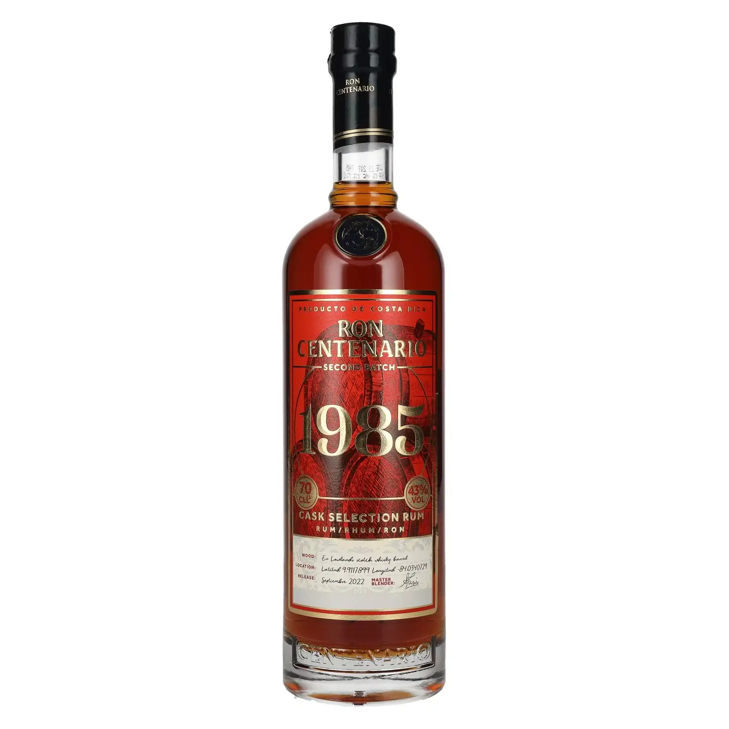 Image of the front of the bottle of the rum Centenario 1985 Cask Selection (Second Batch)