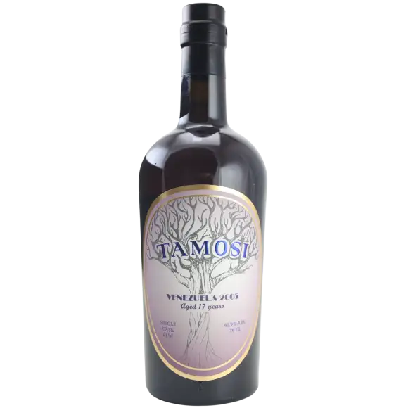 Image of the front of the bottle of the rumTamosi Venezuela