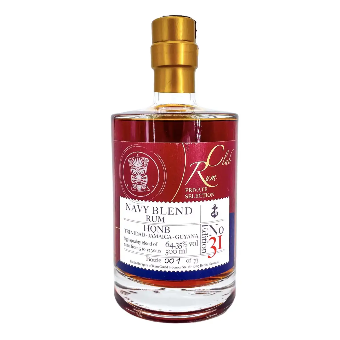 Image of the front of the bottle of the rum Rumclub Private Selection Ed. 31 (Navy Blend Rum HQNB)