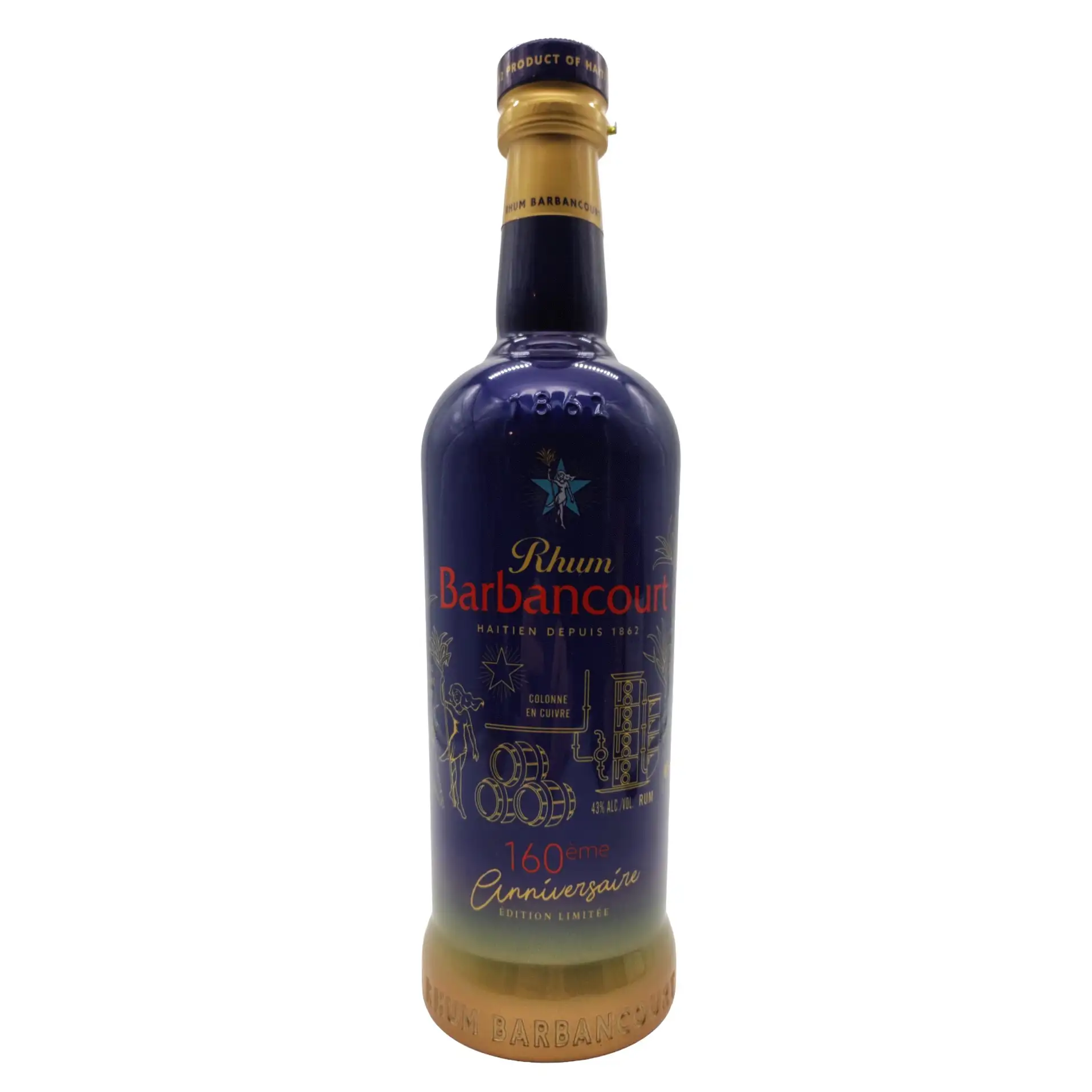 Image of the front of the bottle of the rum Cuvée 160ème anniversaire