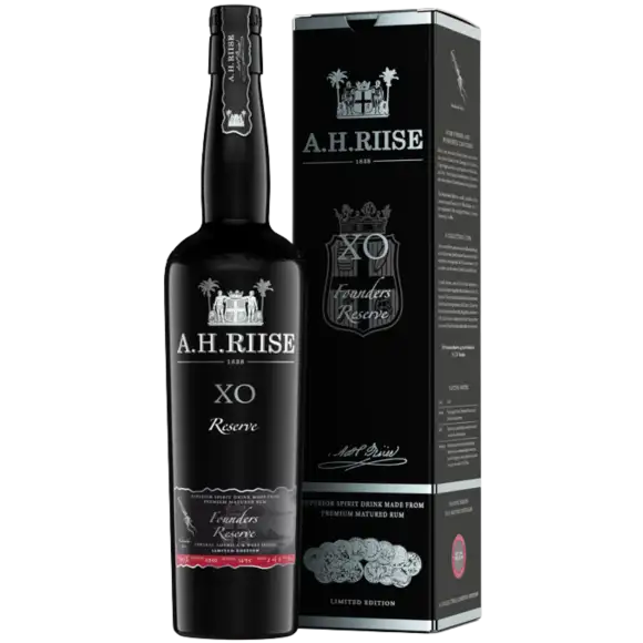 Image of the front of the bottle of the rumXO Founders Reserve 4th Edition