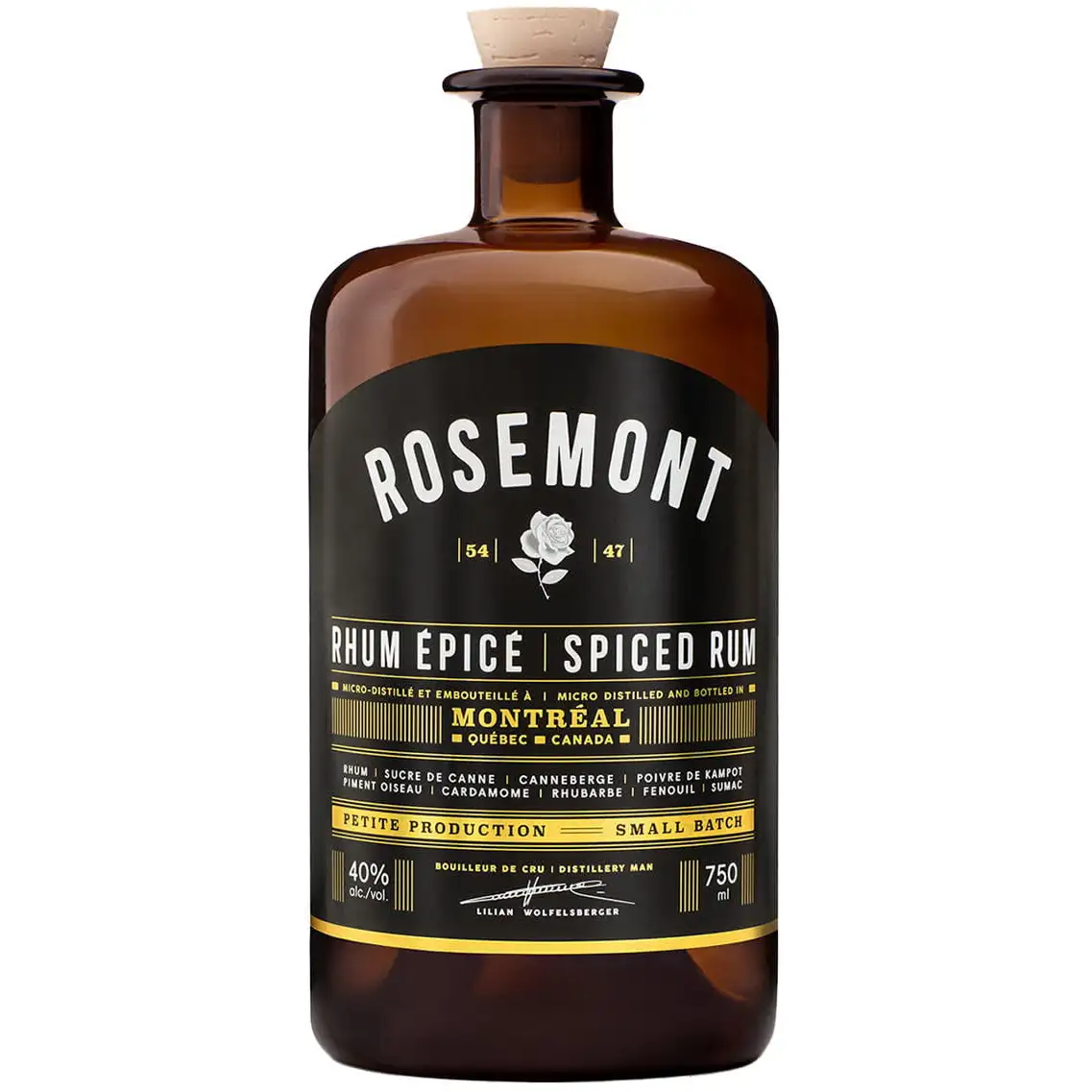 Bottle of Rosemont Rhum Épice Spiced Rum)