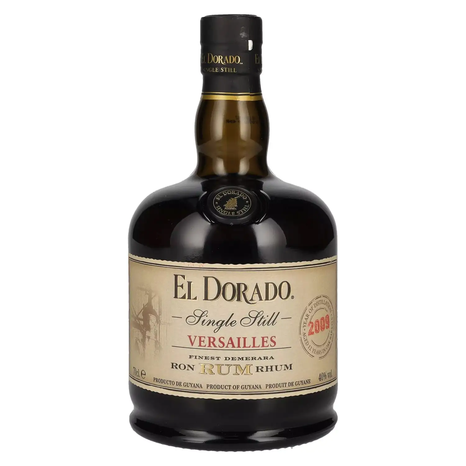 Image of the front of the bottle of the rum El Dorado Single Still Versailles
