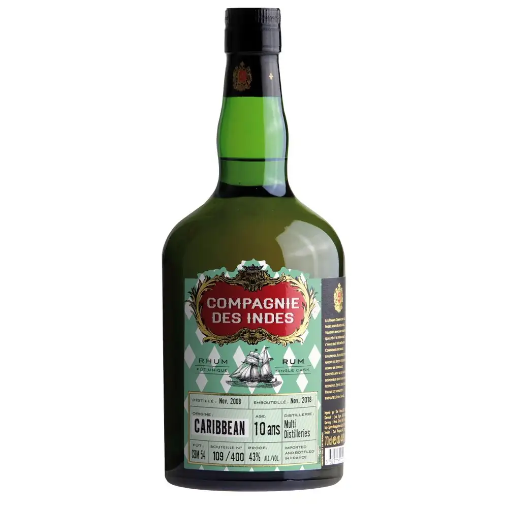 Image of the front of the bottle of the rumCaribbean