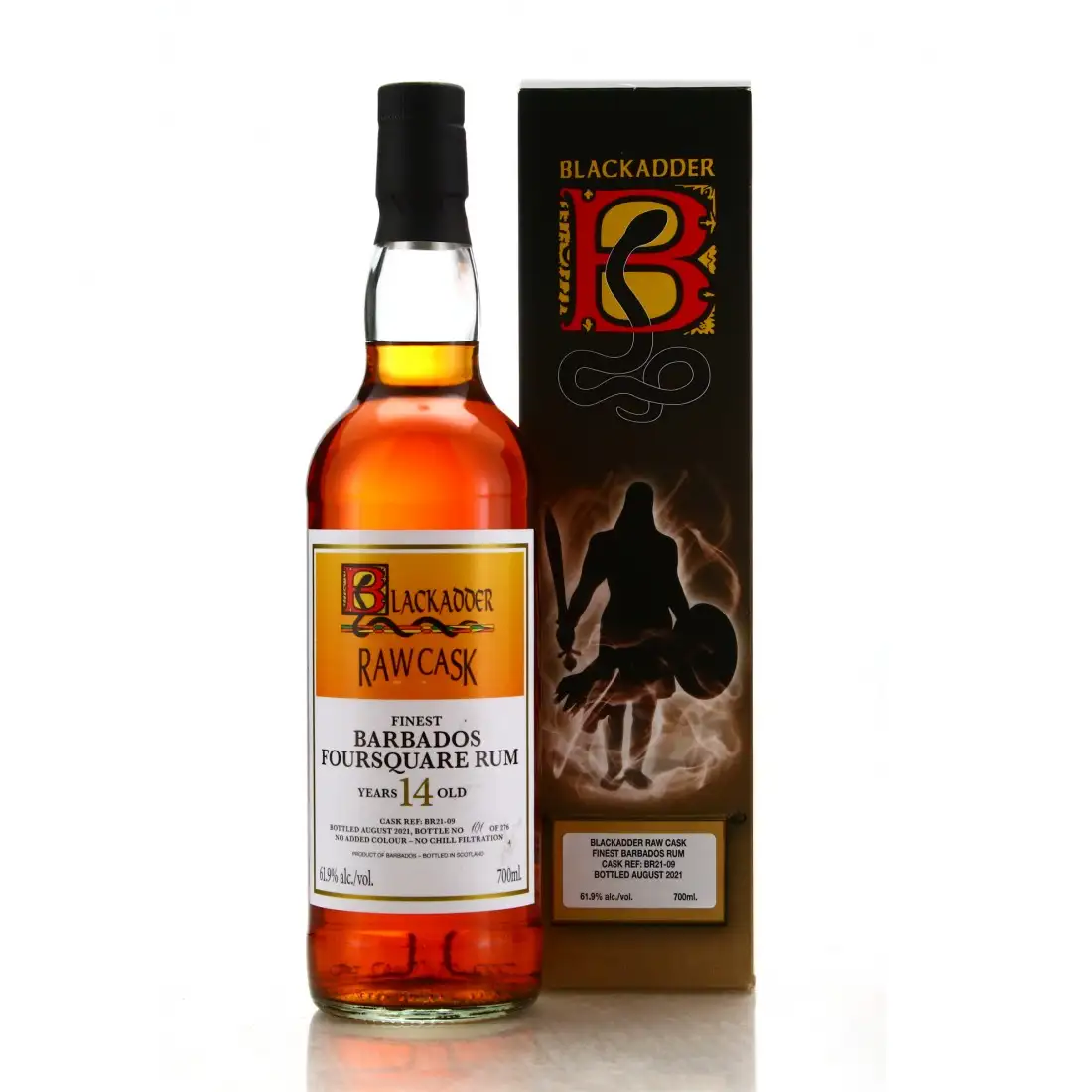 Image of the front of the bottle of the rum Raw Cask Rum Finest Barbados