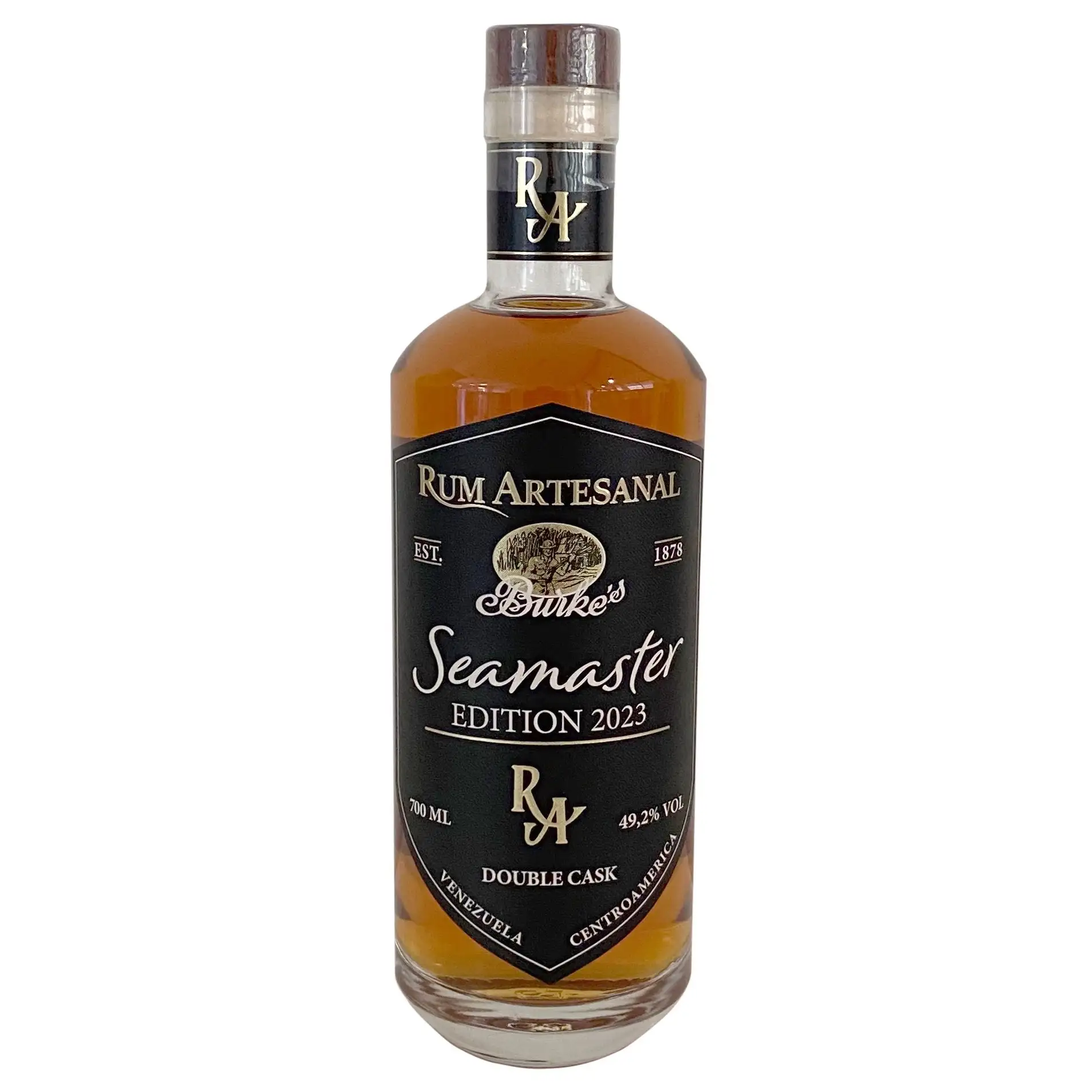 Image of the front of the bottle of the rum Rum Artesanal Burke‘s Seamaster Edition 2023