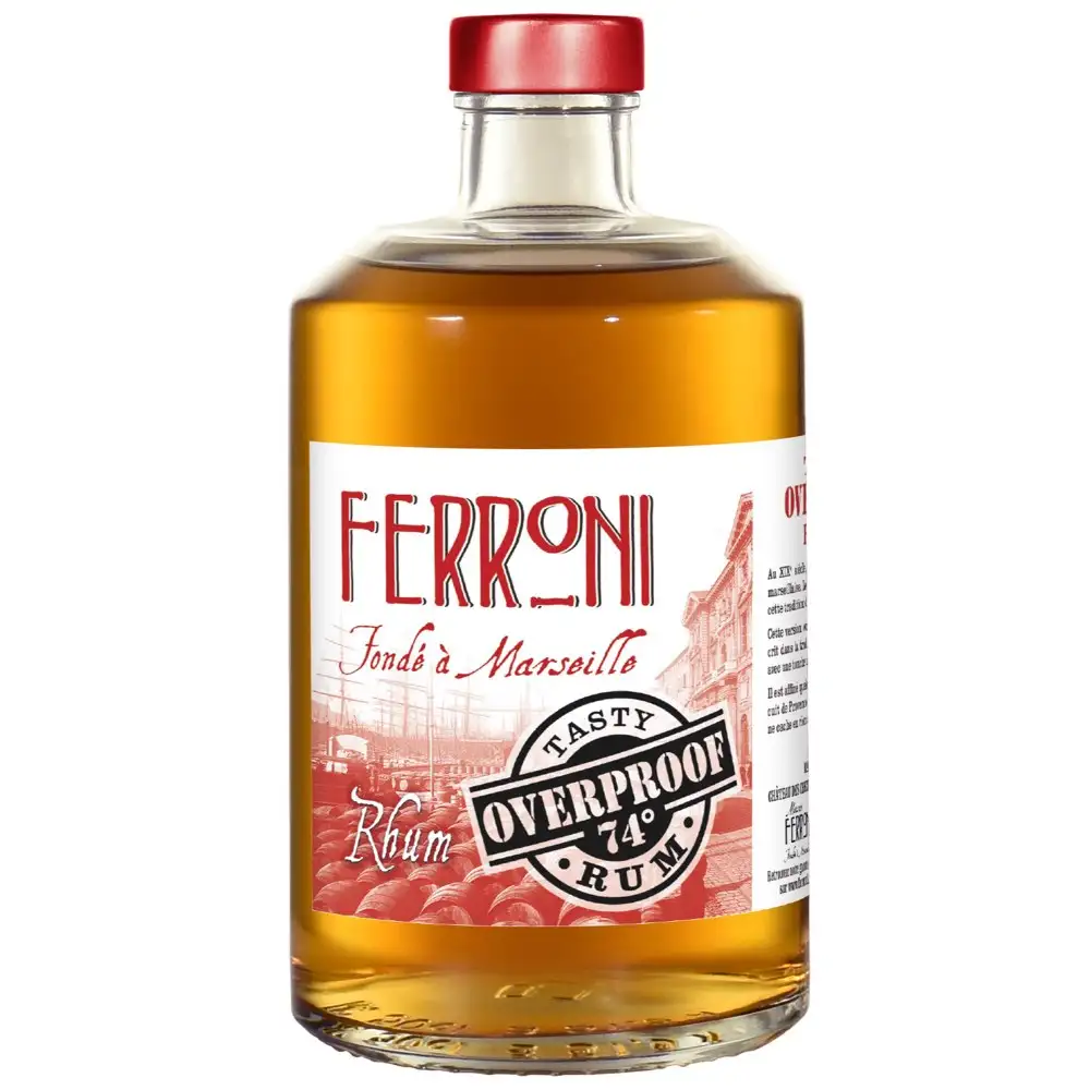 Image of the front of the bottle of the rum Tasty Overproof