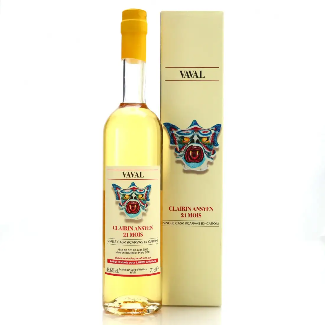 Image of the front of the bottle of the rum Clairin Ansyen Vaval