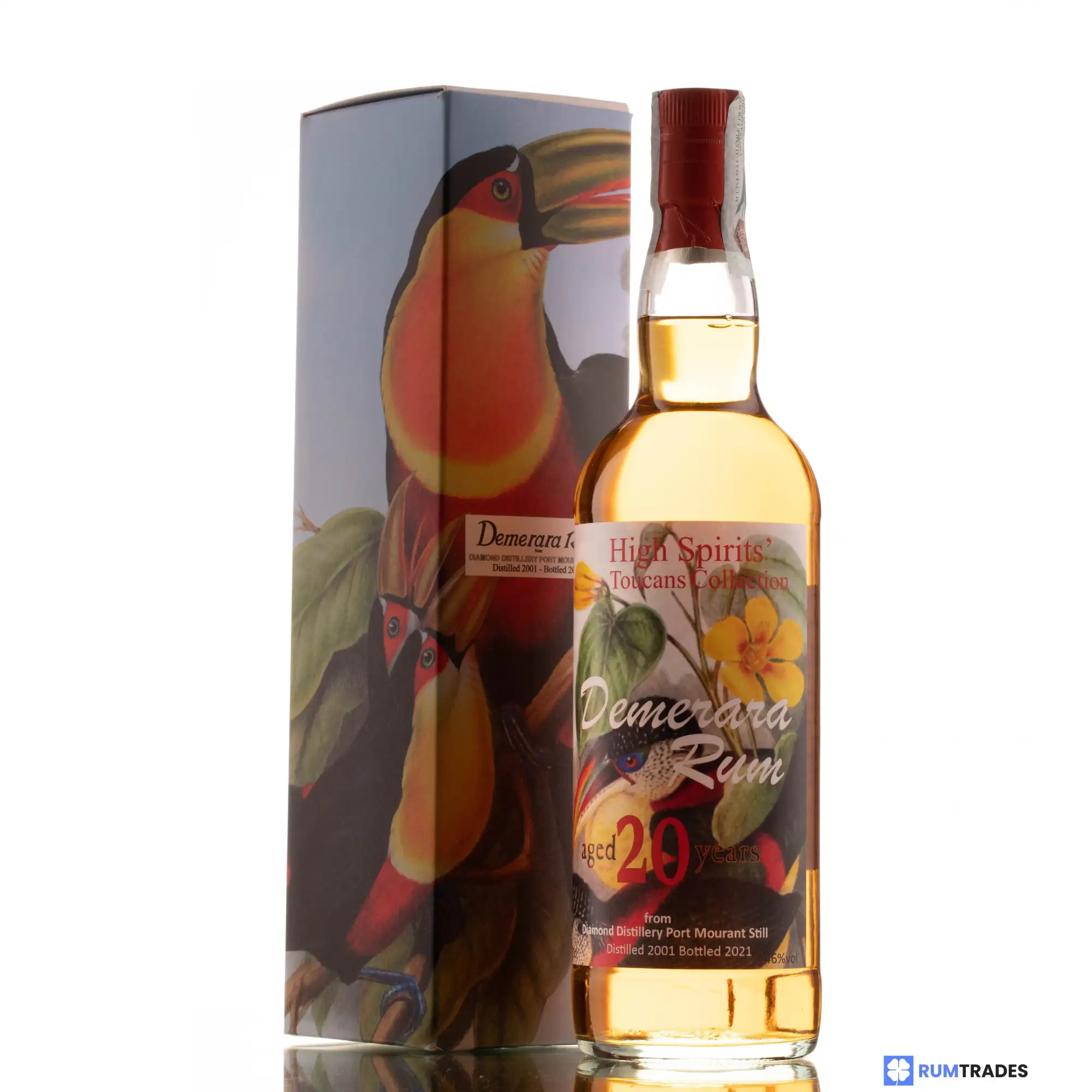 Image of the front of the bottle of the rum High Spirits Collection Diamond (Port Mourant) Demerara Rum (Toucans Collection)