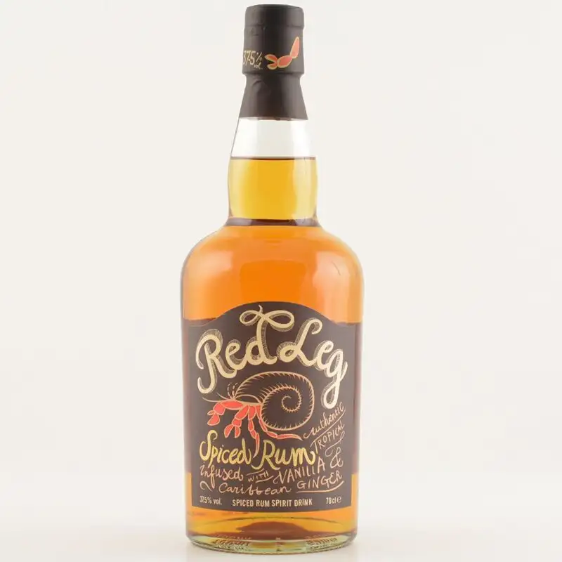 Image of the front of the bottle of the rum Red Leg Spiced Rum