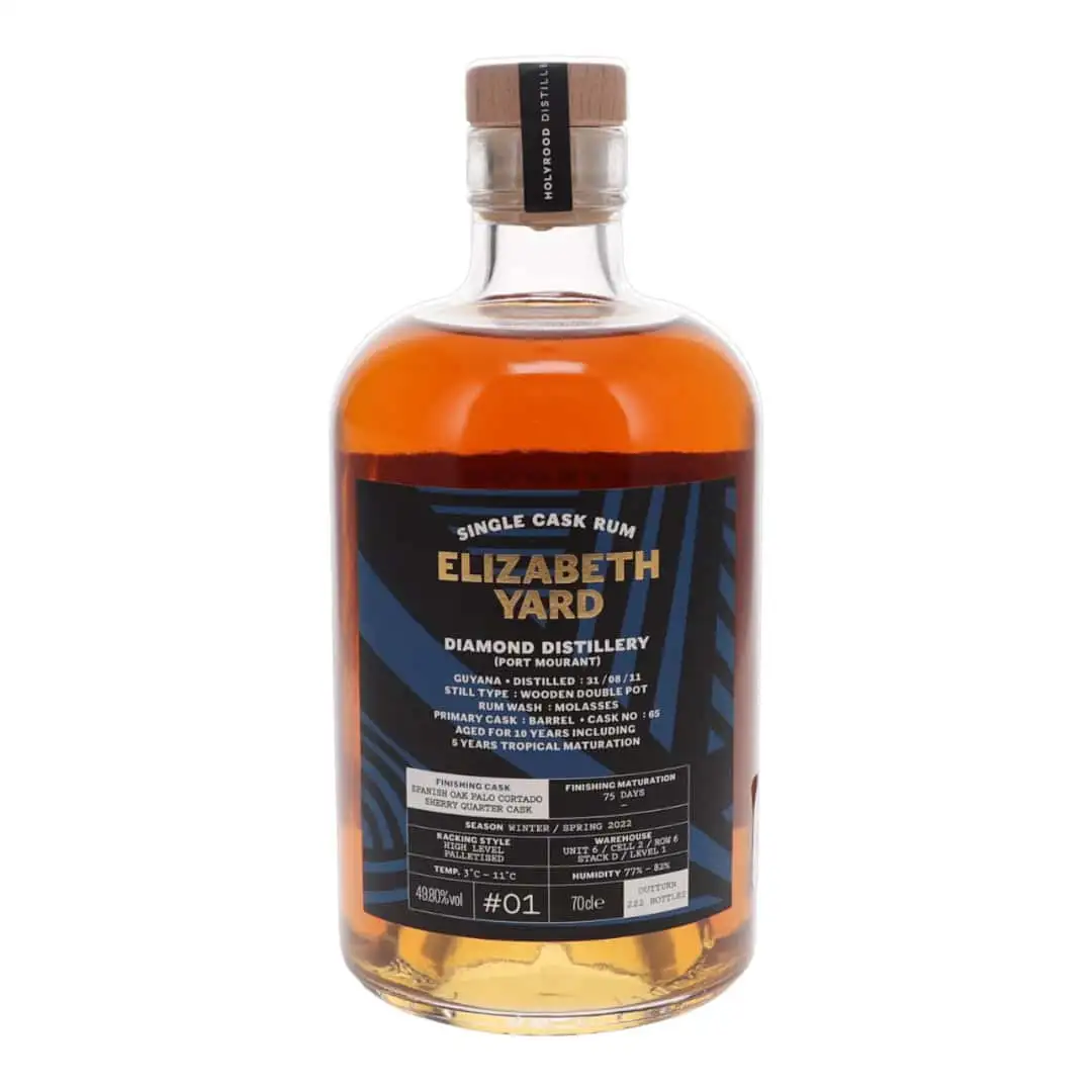 Image of the front of the bottle of the rum Elizabeth Yard Diamond (Port Mourant) Diamond Distillery