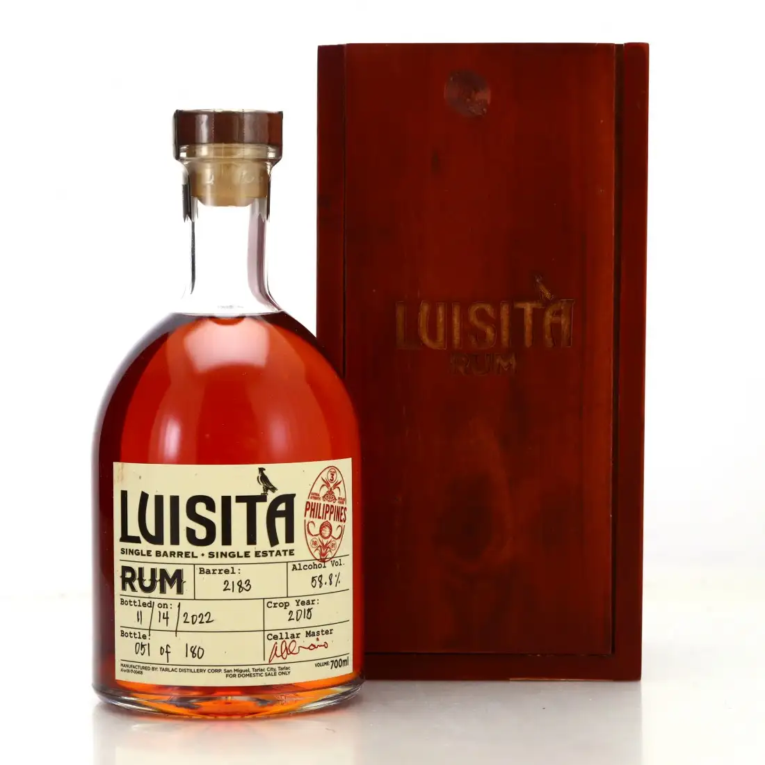 Image of the front of the bottle of the rum Luisita Single Barrel Single Estate