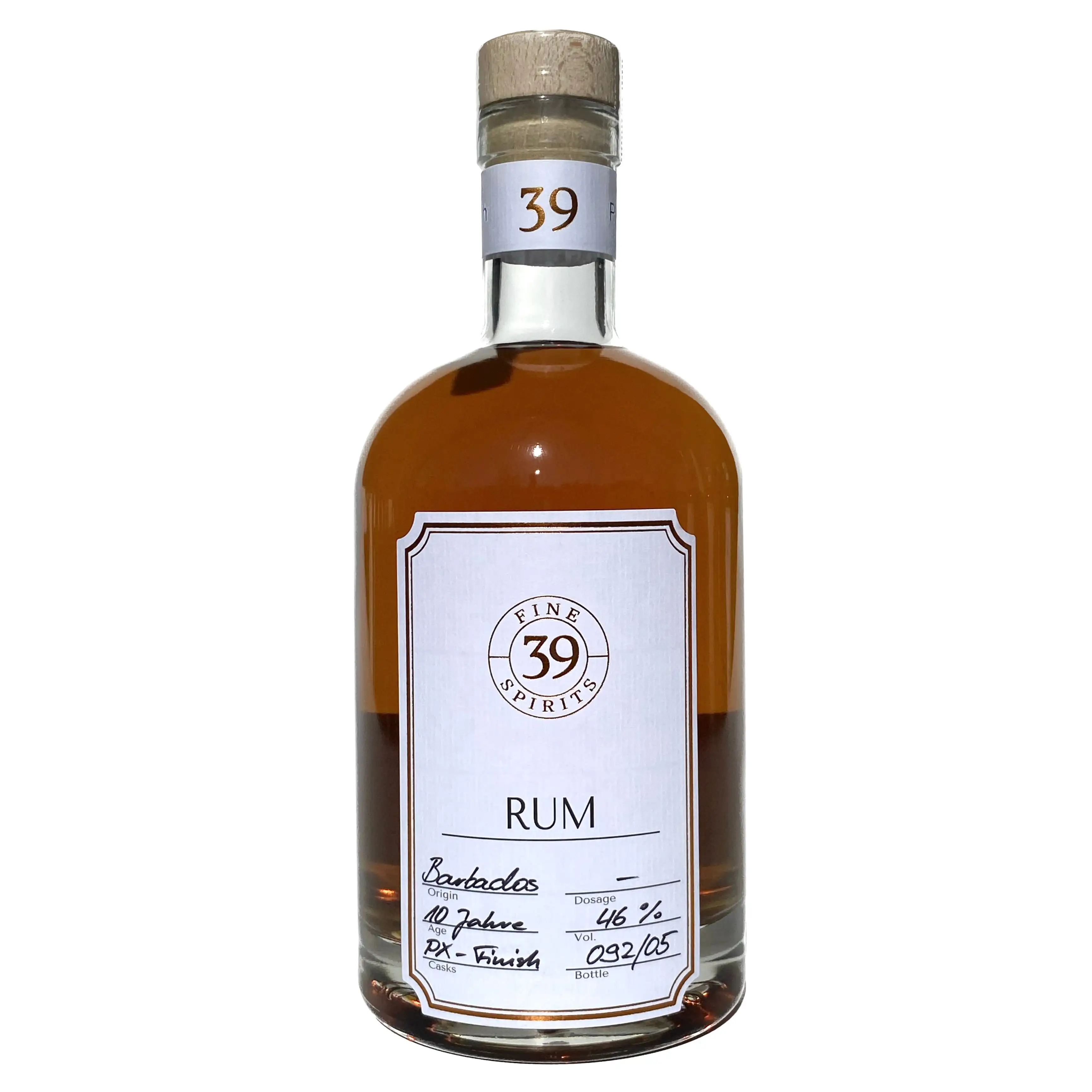 Bottle of 39 Fine Spirits Barbados PX-Finish