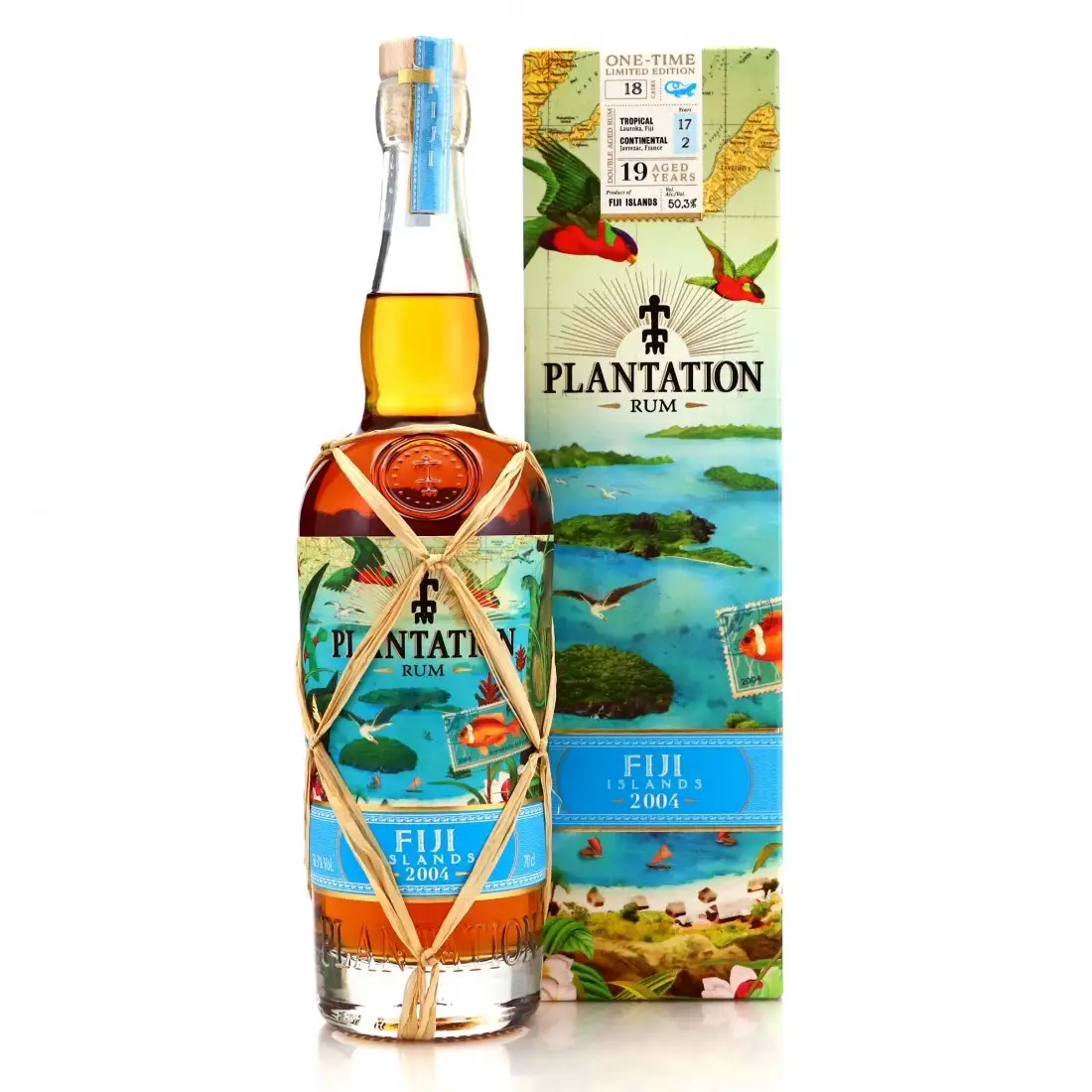 Image of the front of the bottle of the rum Plantation Fiji One-Time