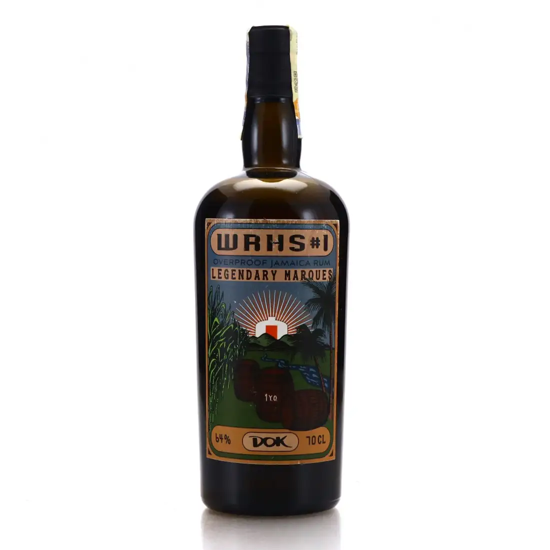Image of the front of the bottle of the rum Overproof Jamaica Rum Legendary Marques DOK