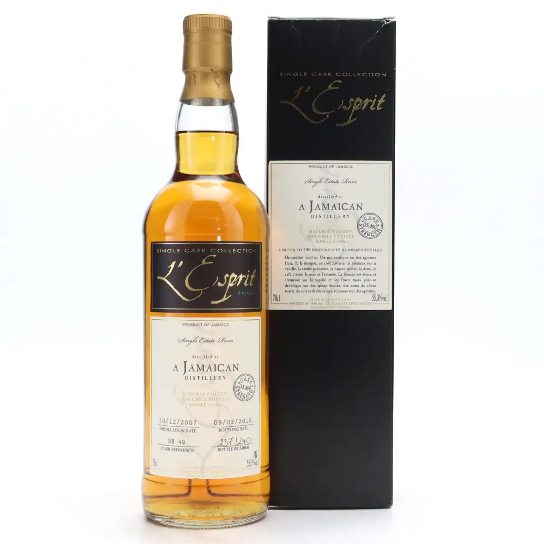 Image of the front of the bottle of the rum L‘Esprit