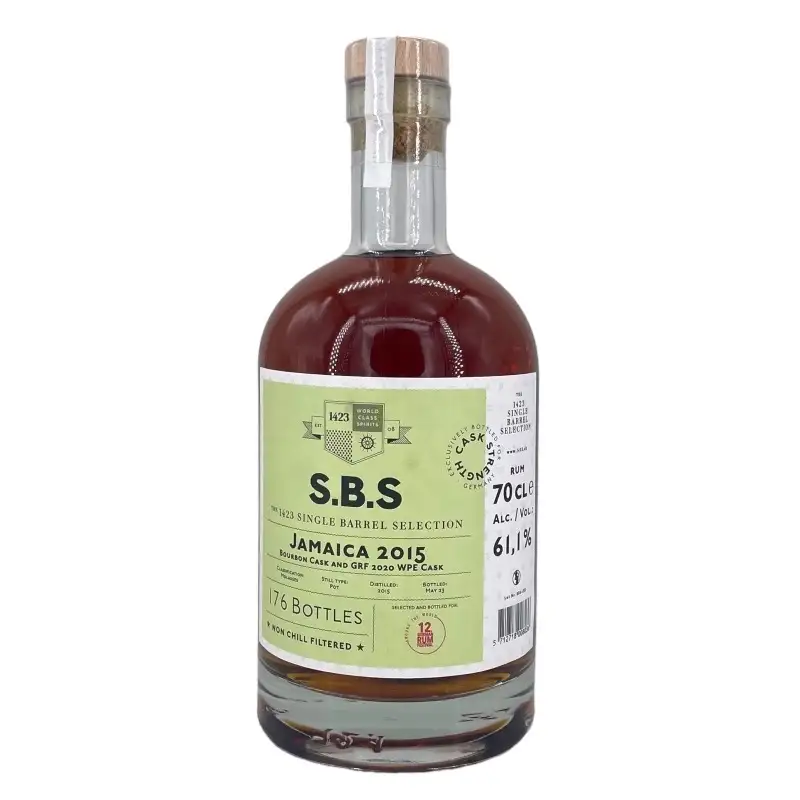Image of the front of the bottle of the rum S.B.S Jamaica (12. German Rumfest)