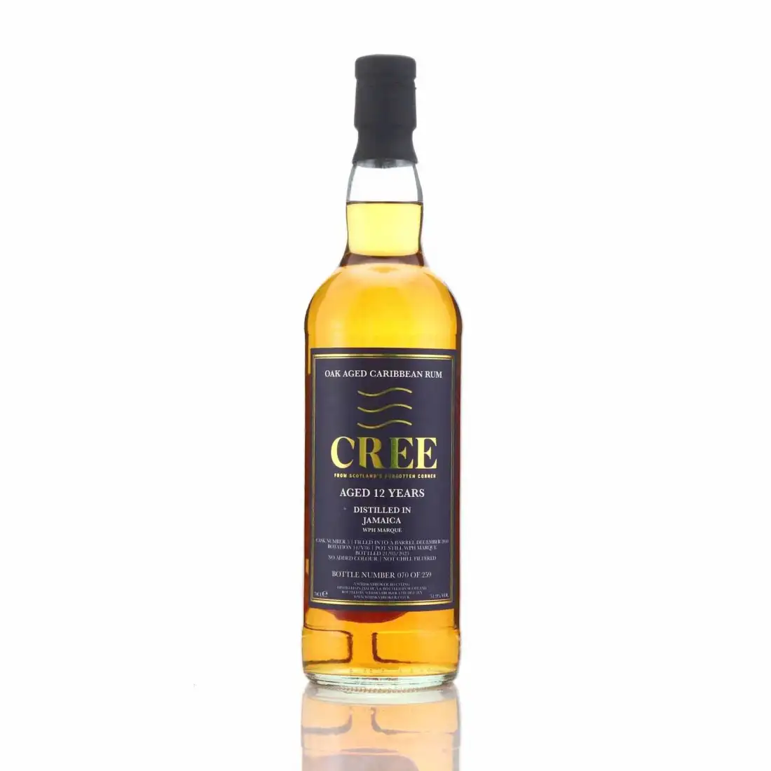 Image of the front of the bottle of the rum Cree (Oak Aged Caribbean Rum) WPH