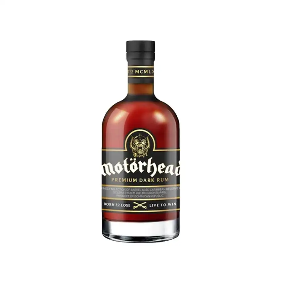 Image of the front of the bottle of the rum Motörhead Premium Dark Rum