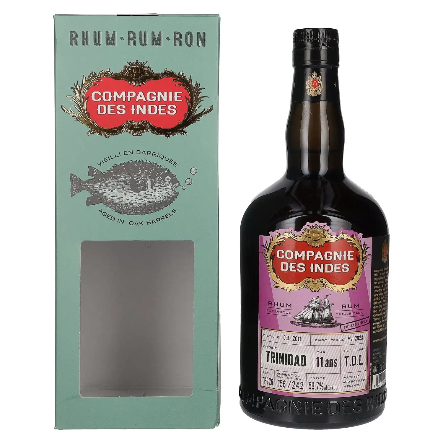 Image of the front of the bottle of the rum Trinidad (Bottled for Perola)