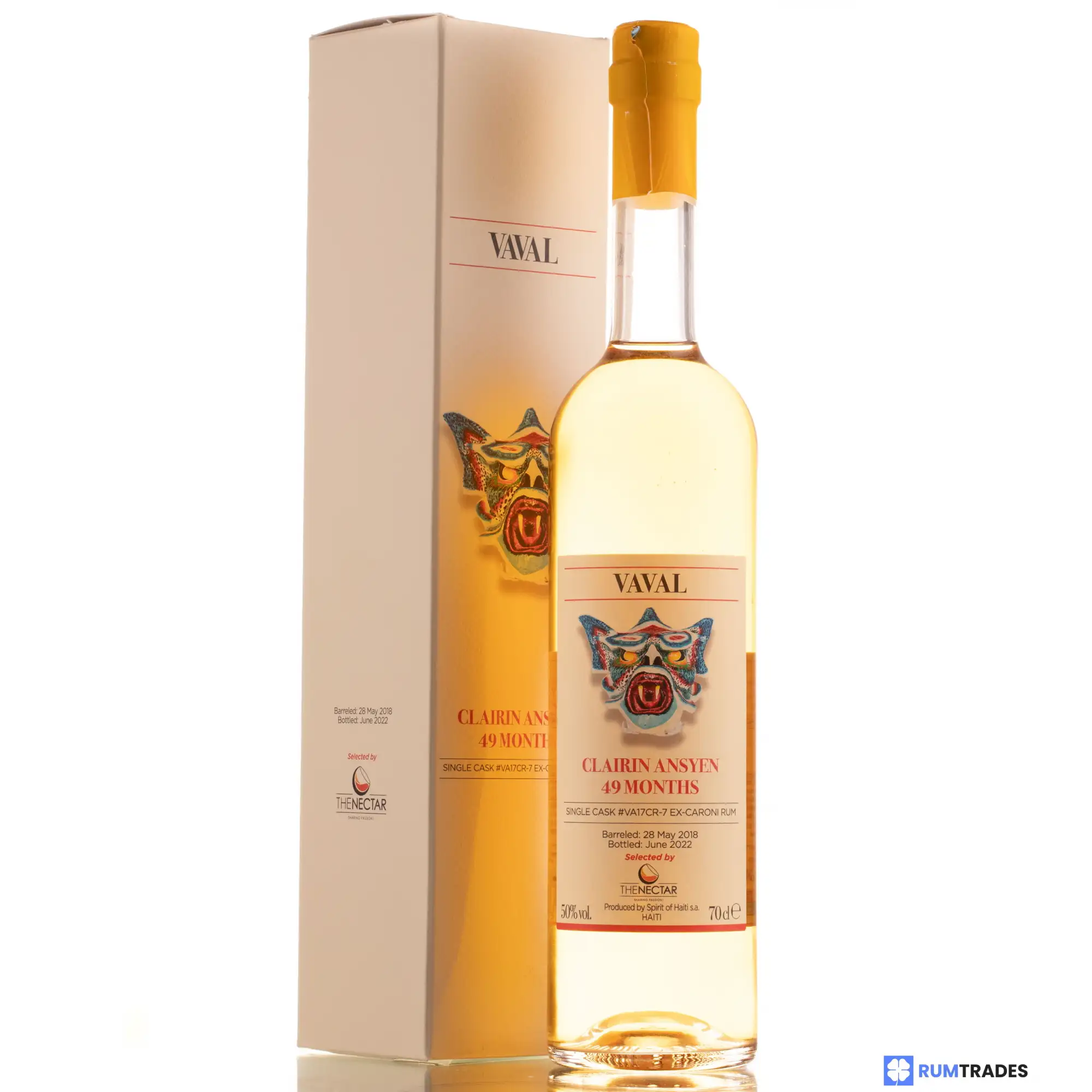 Image of the front of the bottle of the rum Clairin Ansyen Vaval (The Nectar)