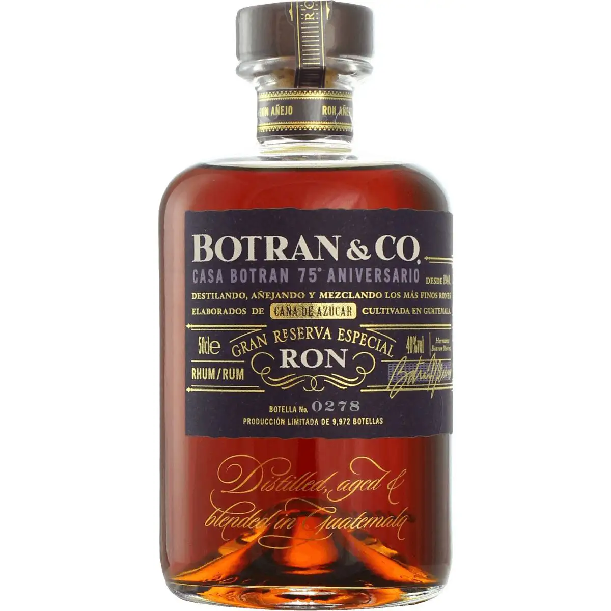 Image of the front of the bottle of the rumBotran Casa Botran 75 Aniversario