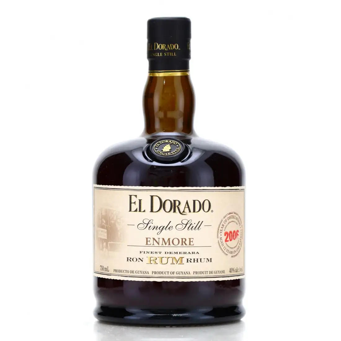 Image of the front of the bottle of the rum El Dorado Single Still