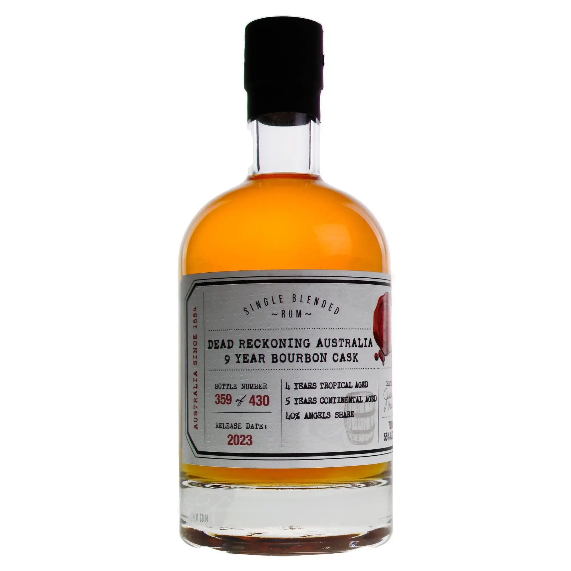 Image of the front of the bottle of the rumDead Reckoning Rum Australia