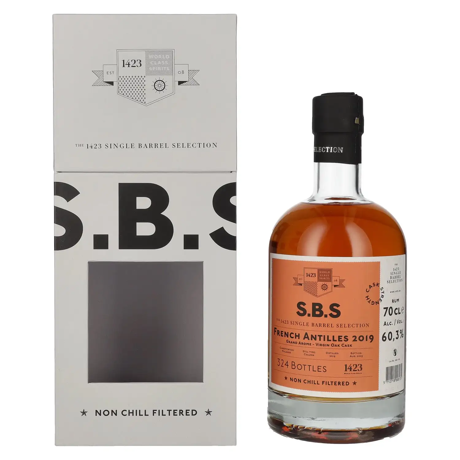 Image of the front of the bottle of the rumS.B.S French Antilles