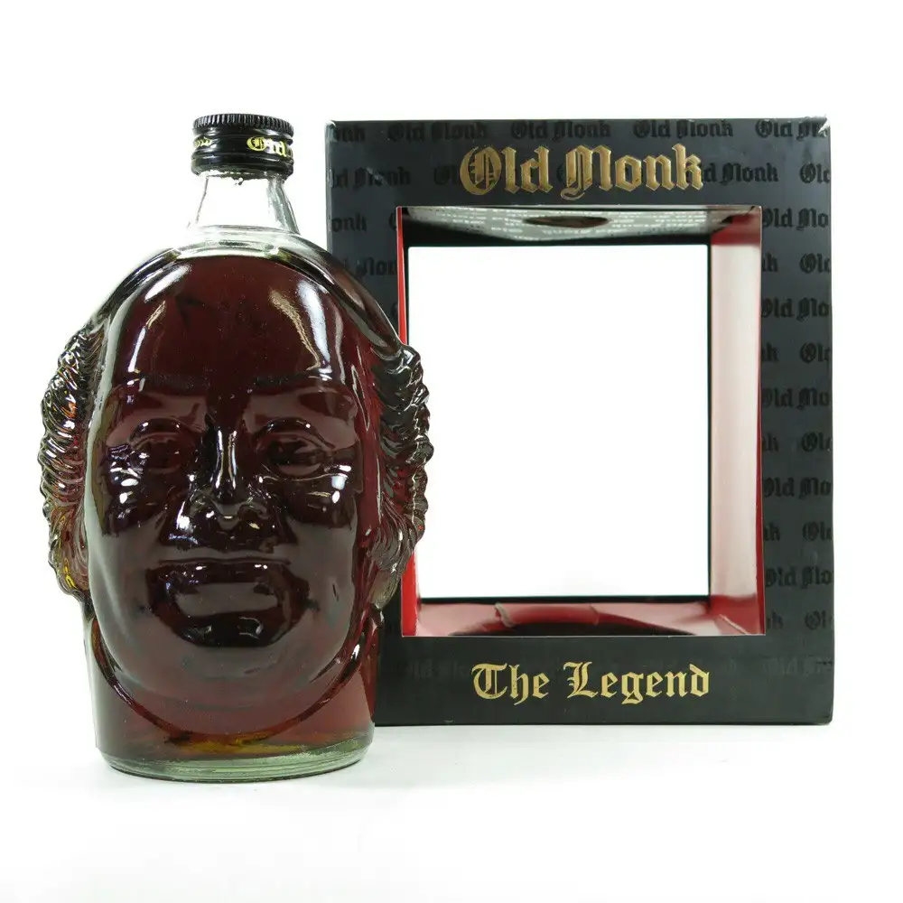 Image of the front of the bottle of the rumOld Monk The Legend