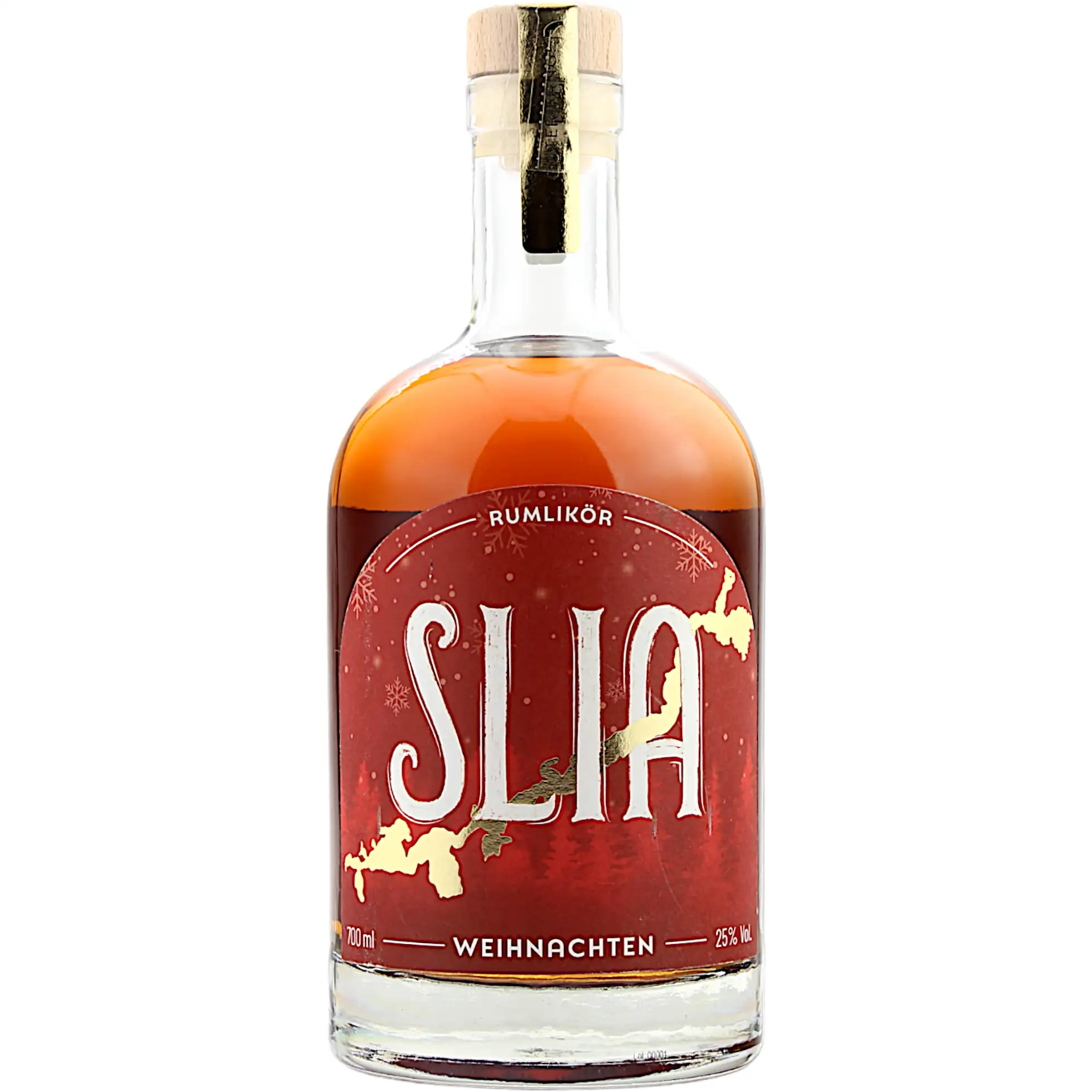Image of the front of the bottle of the rumSlia Weihnachten Rumlikör