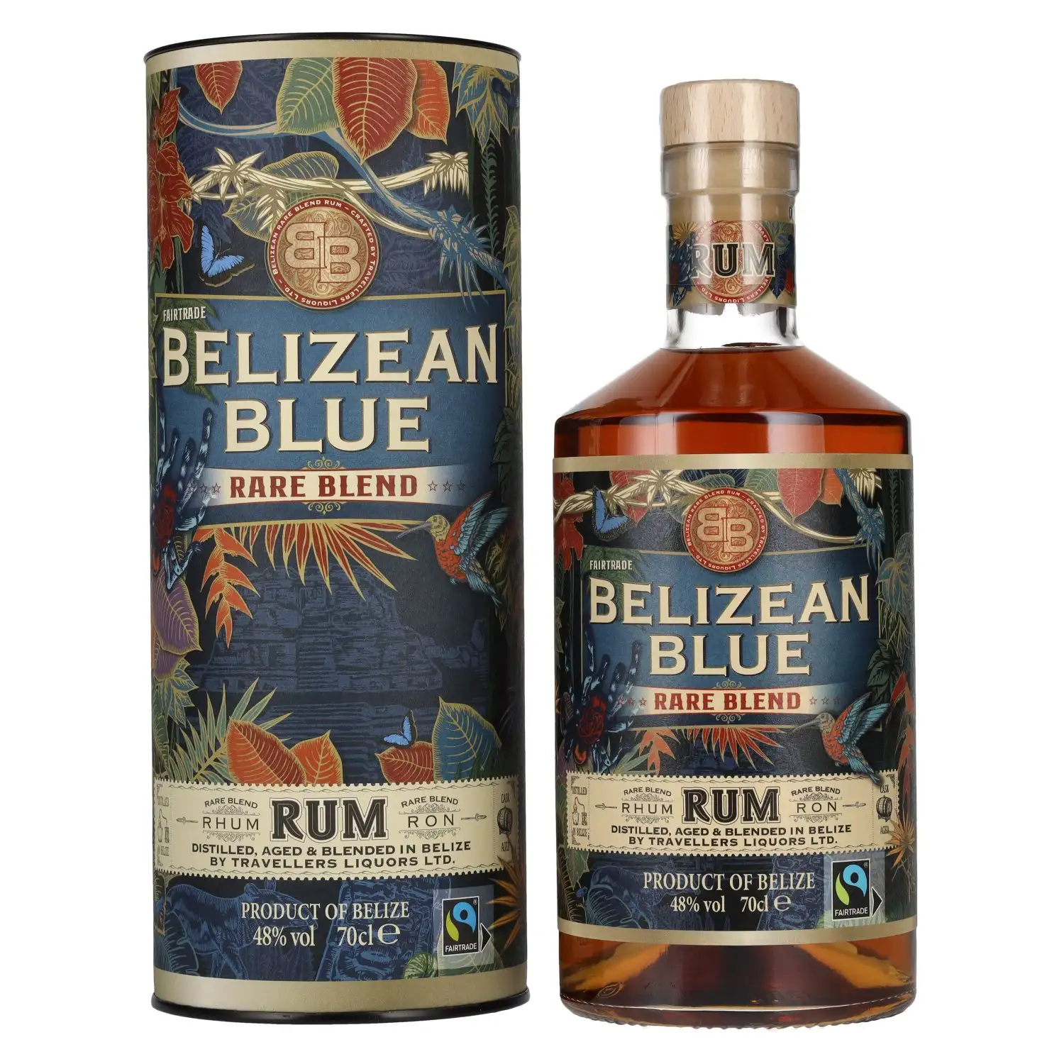 Image of the front of the bottle of the rumBelizean Blue Rare Blend
