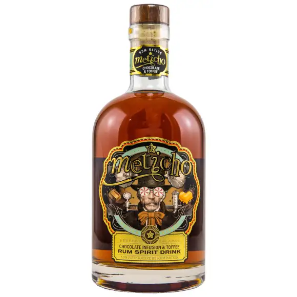 Image of the front of the bottle of the rumMeticho Chocolate & Toffee