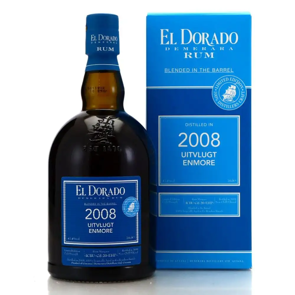 Image of the front of the bottle of the rum El Dorado Blended In The Barrel ICBU & EHP