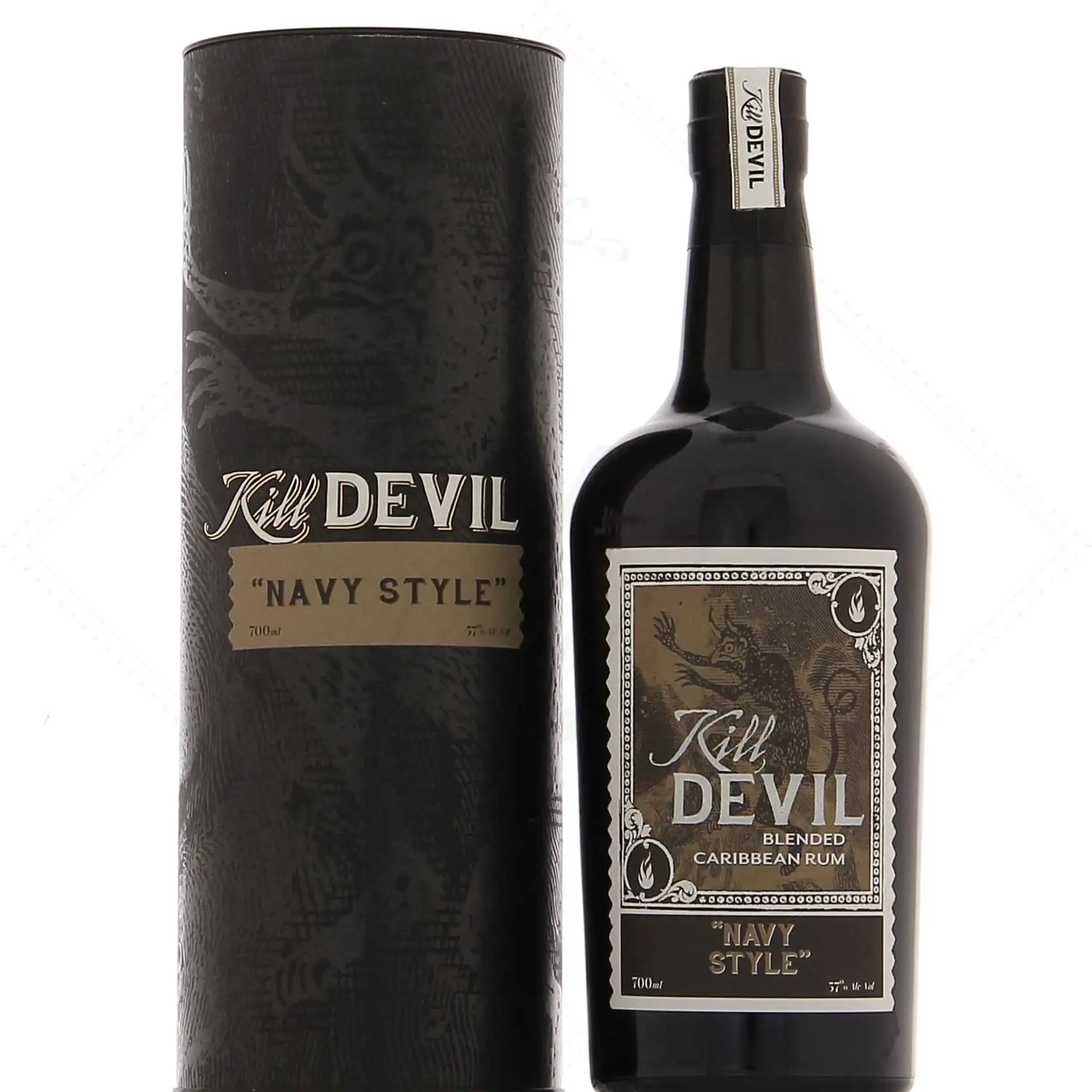 Image of the front of the bottle of the rum Kill Devil Navy Style