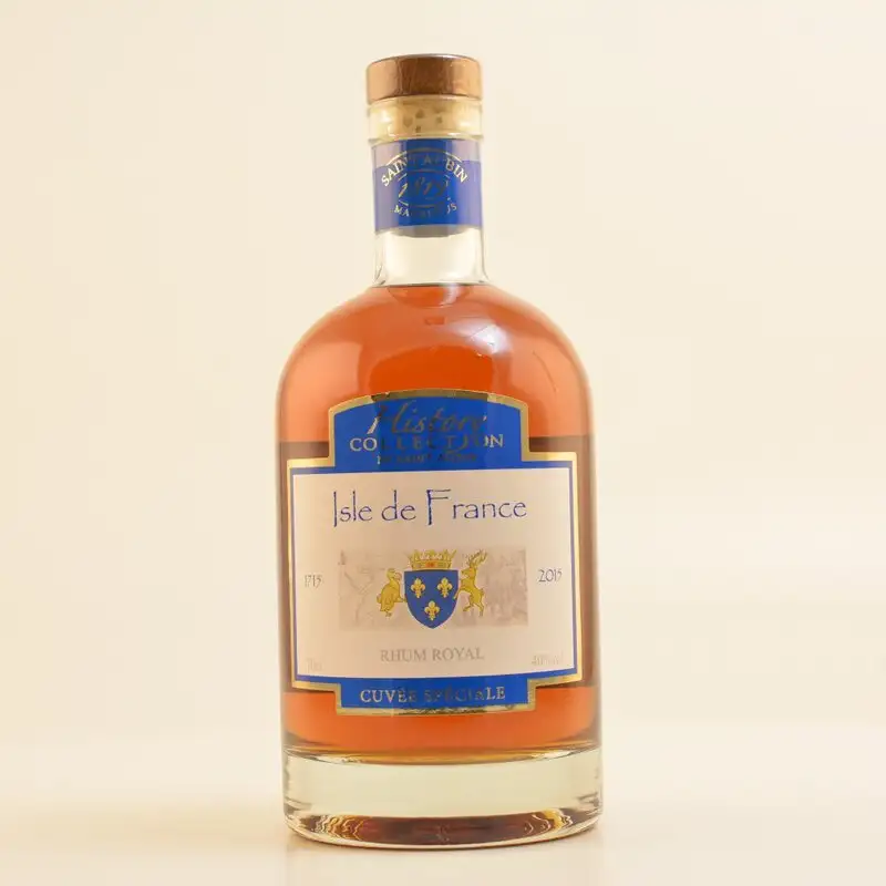 Image of the front of the bottle of the rum History Collection - Isle des France 1715-2015 Rhum Royal Cuvée Speciale