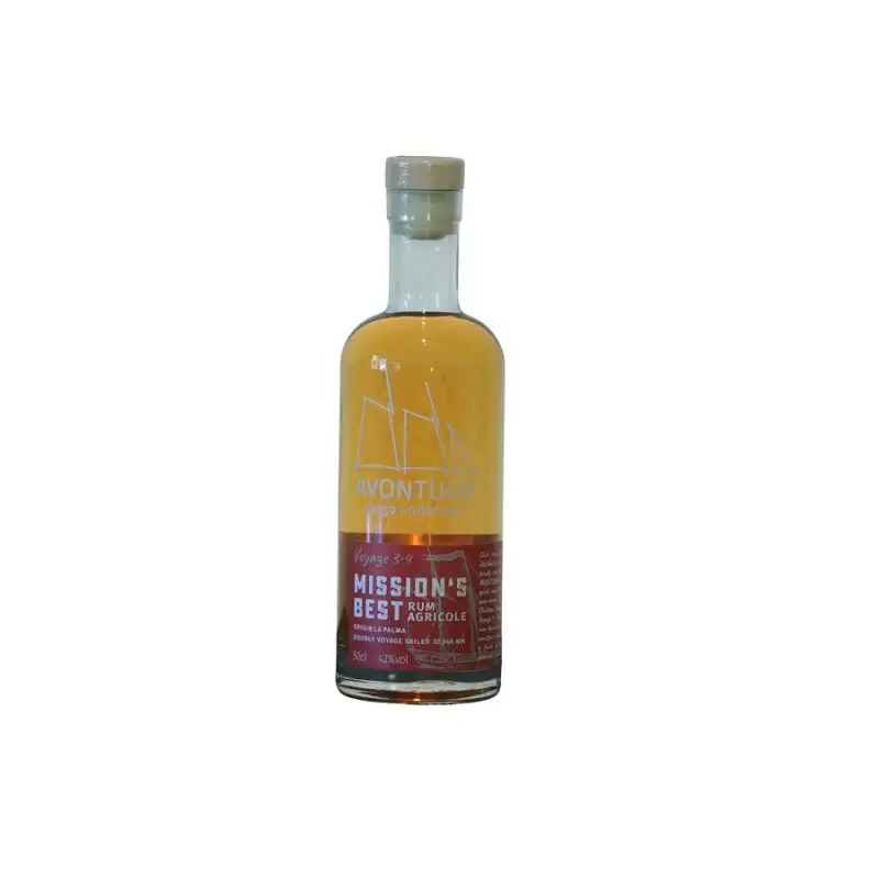 Image of the front of the bottle of the rumAvontuur Mission‘s Best Voyage 3-4